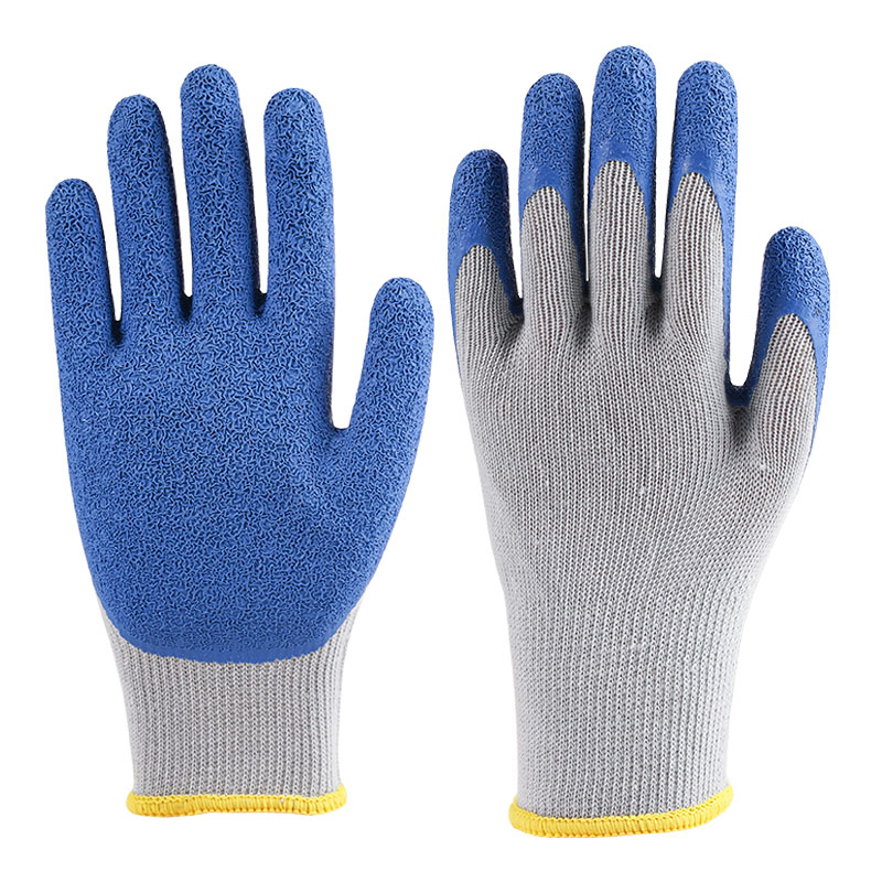 10 Guage polyester latex gerimpelde handschoenen